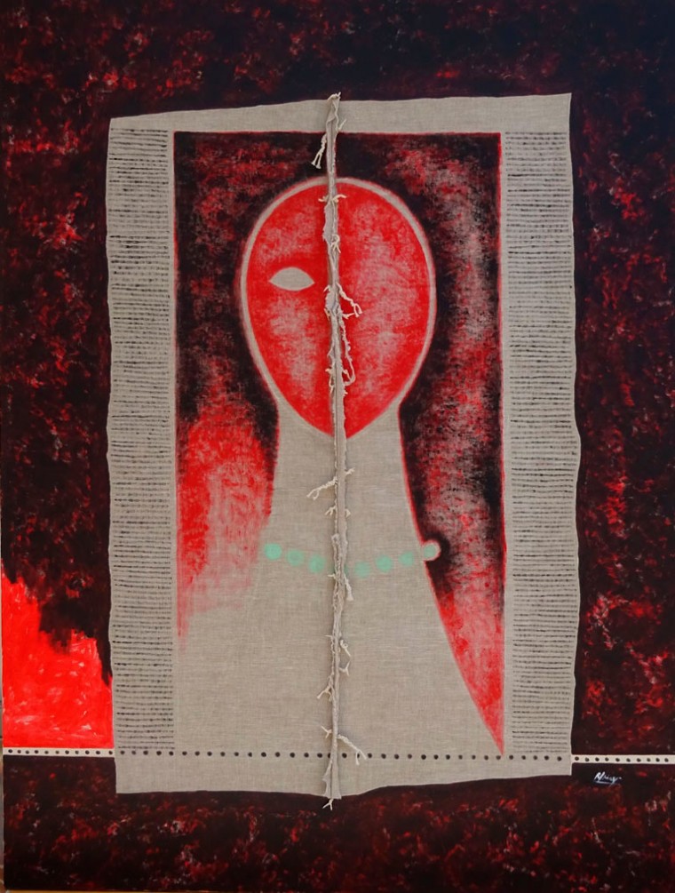 De la serie Rostro Rojo, 2016. Mixta sobre tela. 200 x 150 cm
