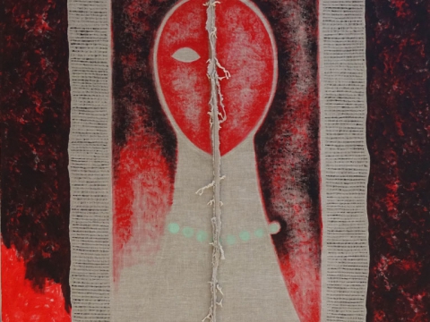 De la serie Rostro Rojo, 2016. Mixta sobre tela. 200 x 150 cm